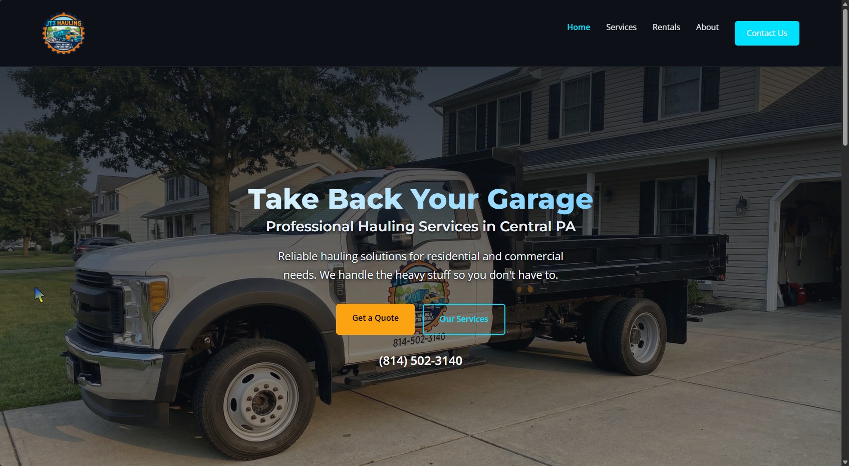 JT3 Hauling website screenshot